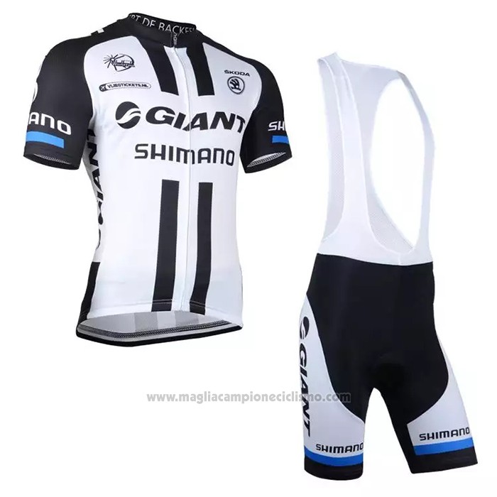 2021 Abbigliamento Ciclismo Giant Alpecin Bianco Nero Manica Corta e Salopette